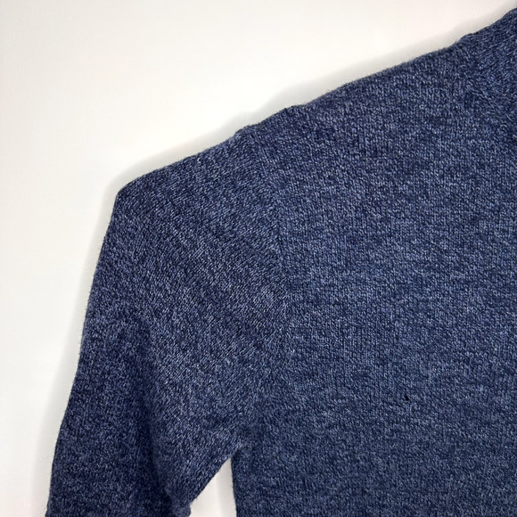 J Crew 100% Lambswool Sweater Mens Large Navy 1/4 Zip Preppy Old Money Golf FLAW - Picture 7 of 15